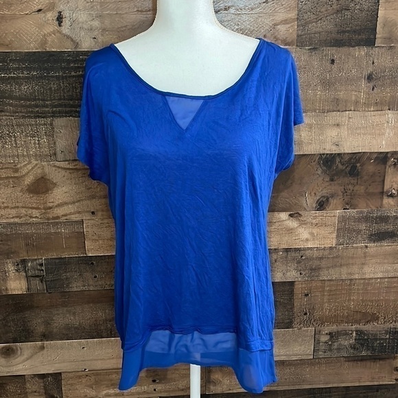 Halogen Tops - Halogen Mesh Hi Low Blue T Shirt Medium